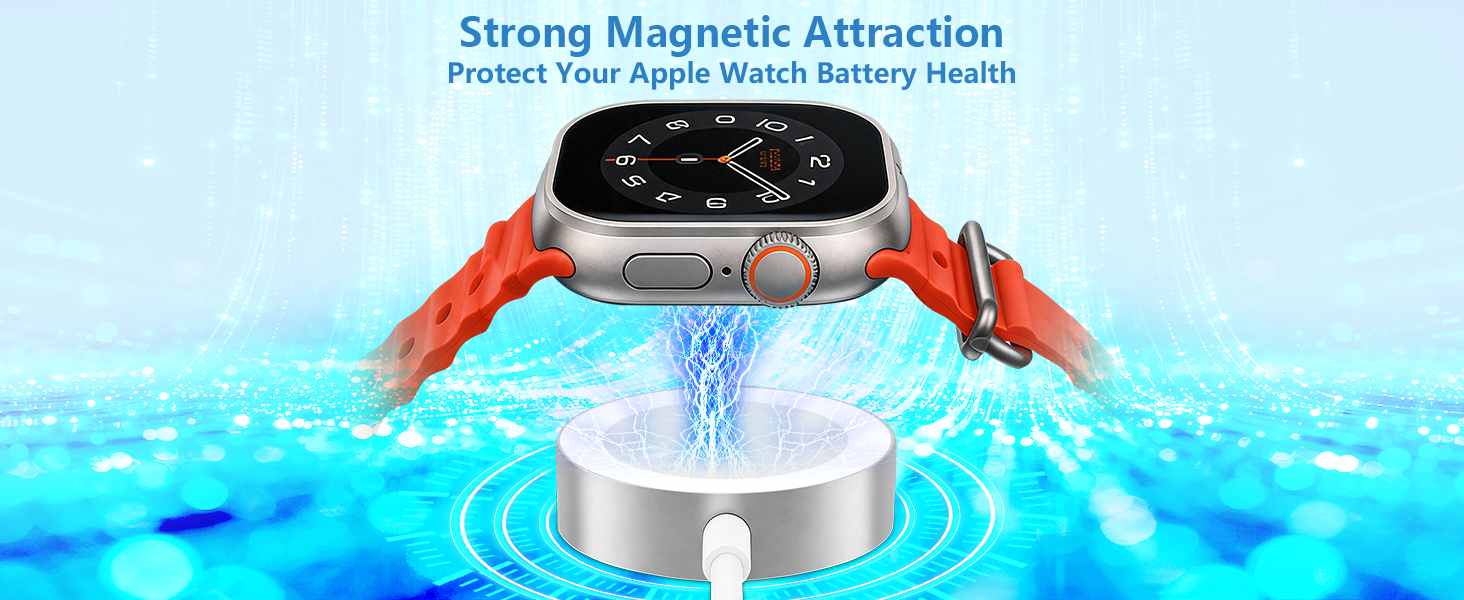 Apple MFi Certified 2Pack 6.6FT Magnetic Wireless Charging Cable for Apple Watch Charger