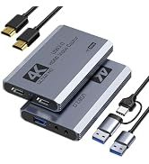 XIIXMASK Video Capture Card, USB 3.0 Capture Card 4K HDMI Loop-Out, 4K 60FPS/1080P 240FPS Video G...