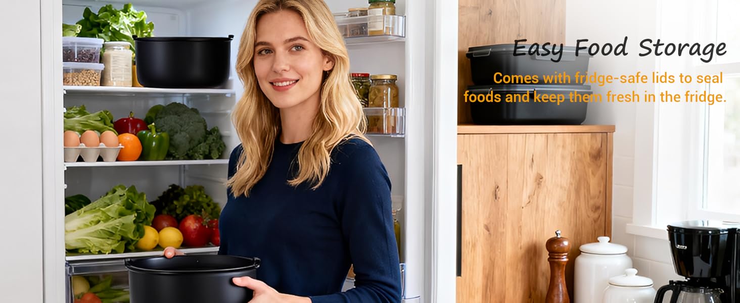 Ceramic Pots and Pans Set with Fridge-safe Lids