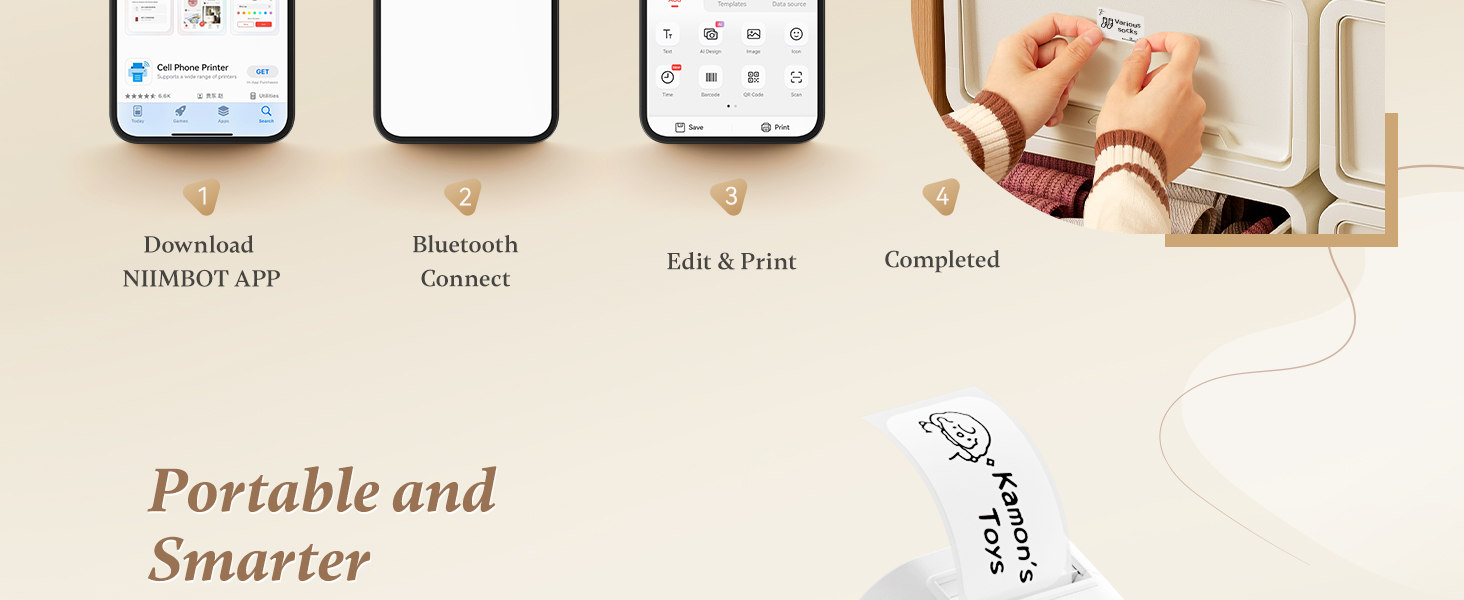 NIIMBOT D101 Label Makers Portable Smart Sticker Printer for Home Office School Use