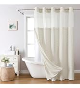 eachope No Hook Tufted Chevron Striped Shower Curtain with Snap-in Fabric Liner set-71Wx74H(72H),...