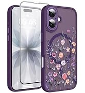 Fsoole Magnetic for iPhone 17 Case with Screen Protector [Compatible with MagSafe] Pretty Flower ...