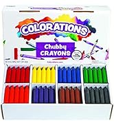 Colorations Chubby Crayons for Kids Set of 200 Rainbow Crayons Classroom Supplies (2-11/16"L x 9/...