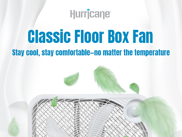 Hurricane 20 Inch Classic Series Floor Box Fan with 3 Efficient Speed Settings
