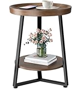 Round End Table, 2-Tier Tray Top Side Tables with Storage Shelf, Ultra Stable Coffee end Table/Ni...