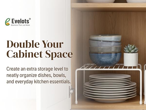 Sturdy Metal Shelf Risers - Double Your Counter Space 