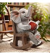 FOXMIS Garden Statues Elephant Outdoor Decor Lights, Lucky Miniature Elephant Statue Solar Garden...