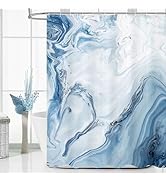 MitoVilla Blue Marble Shower Curtain, Modern Ombre Fabric Cloth Shower Curtains for Luxury Bathro...