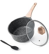 Kordisen 2.5 Qt Sauce Pan with Lid, Non Stick Small Pot with Granite Coating, Saucepan with Pour ...