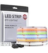 BTF-LIGHTING FCOB COB RGBCCT Color Changing LED Strip IP66,UL Listed 840LED/m High Density 16.4FT...