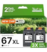 Valuetoner Remanufactured Ink Cartridges Replacement for HP 67XL Black Ink Cartridge 67 XL for De...