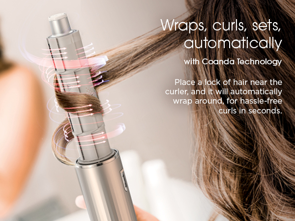 Wraps, curls, sets, automatically Place a lock of hair near the curler, and it will automatically