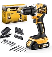 Aowei 20V Brushless Cordless Lithium-Ion Drill Set, Compact Design, Yellow Rechargeable Lithium-I...