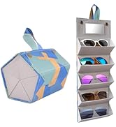 Kenpal Sunglasses Storage Organizer Holder Foldable Travel Case with 5 Slot Compartments for Mult...