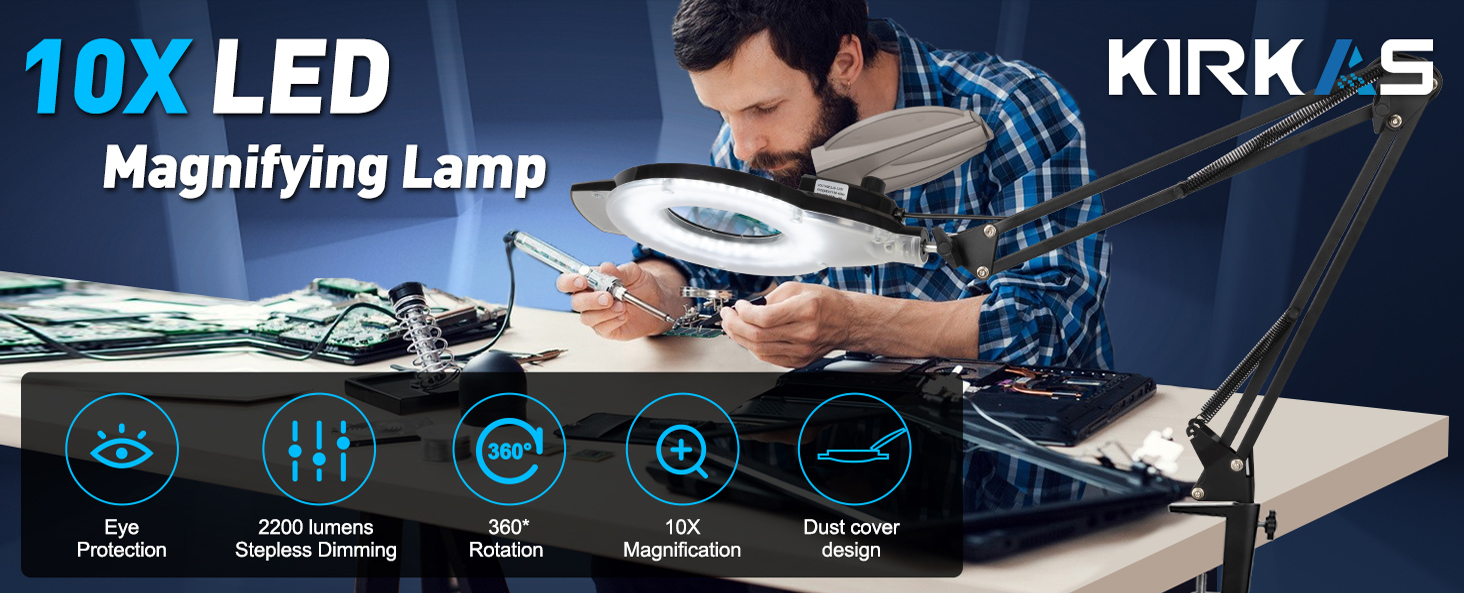 10X LED Magnifying Lamp with Clamp