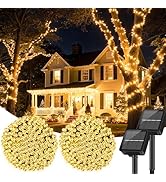 Brightever 2-Pack Solar String Lights Outdoor Waterproof, 92FT 240 LED Solar Christmas Lights wit...