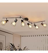 HiBay 6-Light Track Lighting, Directional Rotatable Ceiling Light Fixture, Black Farmhouse Track ...
