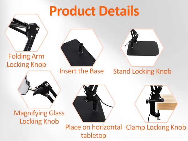 Magnifying Glass with Light and Stand,