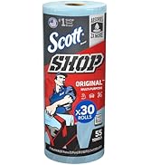 Scott Shop Original Blue Towels (75130), 9.4"x11" Cloth-like Paper Towel (30 Rolls of 55 Sheets, ...