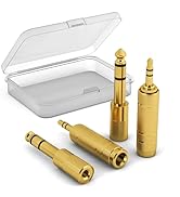 IIISOGNO 3.5mm to 1/4" TRS Adapter Set, Audio Converter for Electric Guitar/Keyboard/Mixer/Amp Am...