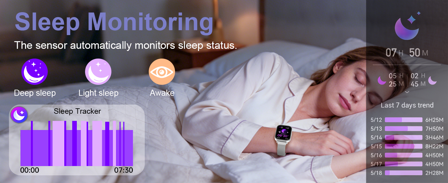 The sleep tracker can automatically track your sleep and analyze your sleep quality