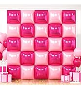 Hot Pink and Rose Double Sided Square Foil Balloons Wall,19 Inches Pink Metallic Foil Balloons Tu...