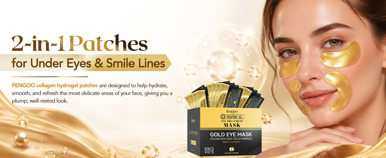 FENGOO Collagen Under Eye Patches &amp;amp;amp; Smile Line Patches are infused with sodium hyaluronate