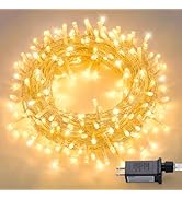 JMEXSUSS 150 LED String Lights Indoor Plug in, Connectable Warm White Christmas Lights for Bedroo...