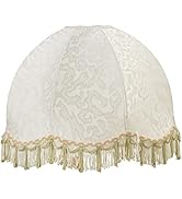 Aspen Creative 34502, Handsewn Off-White Spider Lamp Shade, Jacquard Textured Fabric with Fringe,...