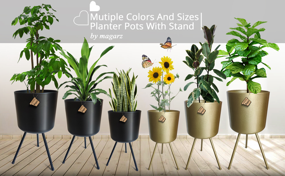 Mutiple Colors And Sizes Planter Pots With Stand