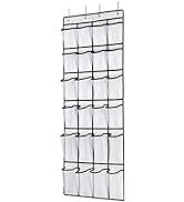 SAVERHO Over The Door Shoe Organizer, Hanging Shoe Organizer with 24 Mesh Large Pockets Door Shoe...