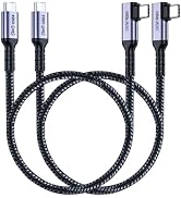 SUMPK Short USB 4 Cable Right Angle [1.5FT 2 Packs], 240W Fast Charging with High Speed 40Gbps Da...