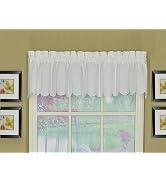Today's Curtain, Orleans Scallop Curtain, White Valance, 60" W x 12" L, White