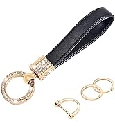 Wisdompro Genuine Leather Car Keychain, Universal Bling Key FOB Keychain Holder Leather Key Chain...
