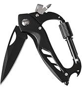 Multitool Carabiner Outdoor with Pocket Knife, Unique Gifts for Men, EDC Carabiner with Folding K...