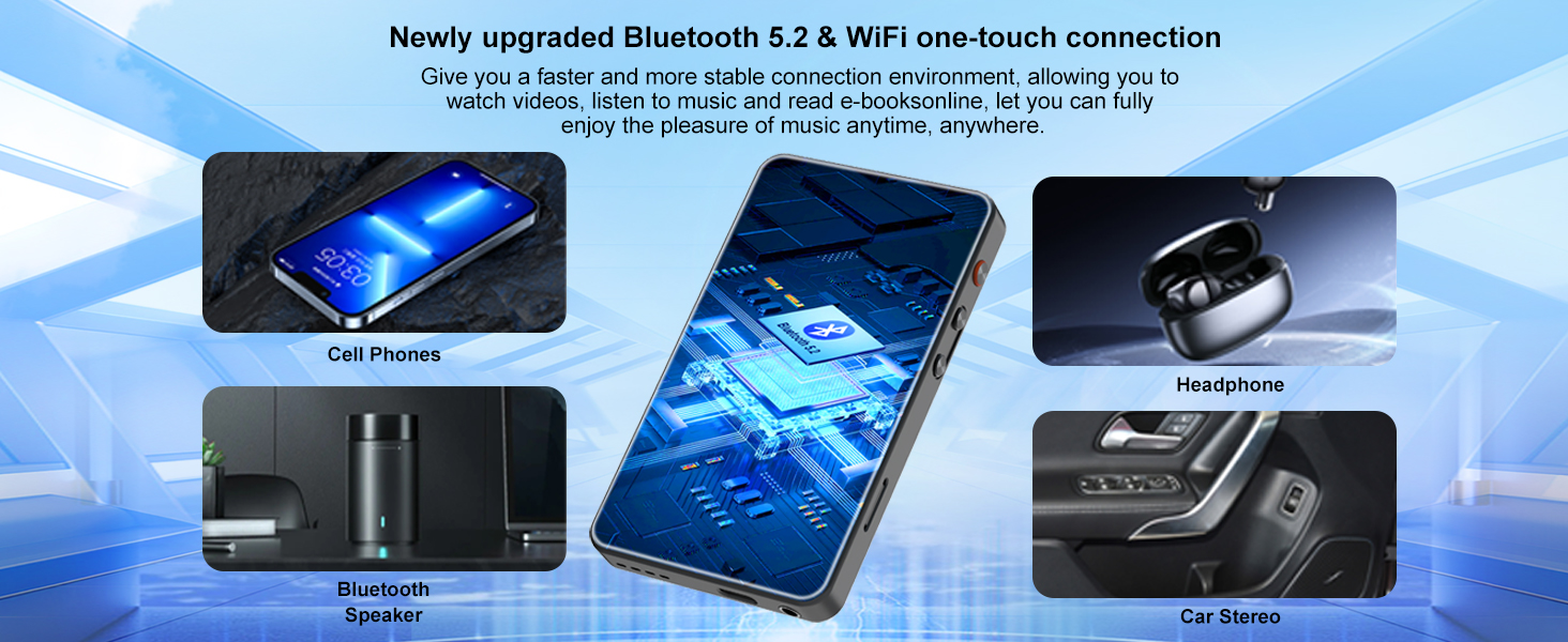 MP3 Player with Bluetooth and WiFi