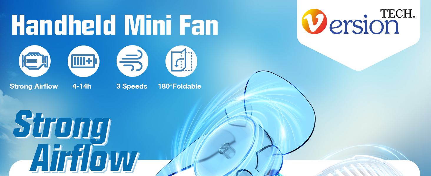 version tech hand fan handheld fans strong wind