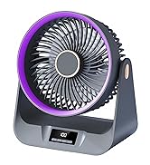 Portable Desk Fan, Rechargeable Low Noise Small Fan with Timer Wide-angle Adjustable Tilt, 5 Spee...