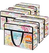 EdenDwell Clear Under Bed Storage Containers - 6 Pack Large Capacity Clothes Storage Bags with Li...