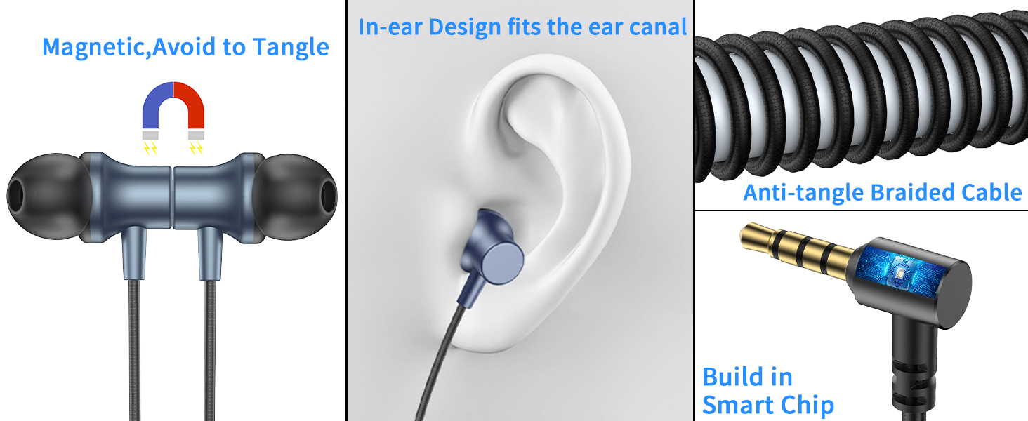 Wired Earbuds Noise Canceling for Chromebook PC School, 3.5mm Headphones Ear Buds Wired with Mic
