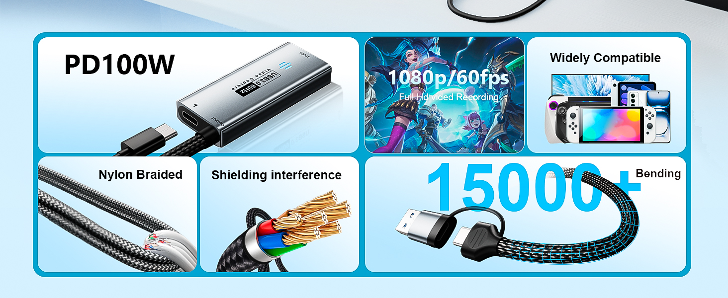 Text reads 'PD100W'. Product diagram showing multiple views and features of an electronic device with technical illustrations and specifications.