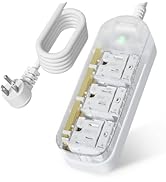 Outdoor Power Strip Weatherproof, 6 FT Extension Cord, 3 AC Outlets, Waterproof Surge Protector, ...