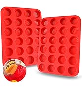 Walfos Mini Silicone Cupcake Pan Set, 2-Piece Mini 24 Cups Muffin Pan, BPA Free and Dishwasher Sa...