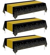 Childom 3 Pack Black and Gold Tablecloths for Events,54