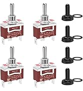 RVBOATPAT 4PCS Momentary Toggle Switch 12VDC 30A 250VAC 15A 3 Pin (ON)-Off-(ON) Heavy Duty with W...