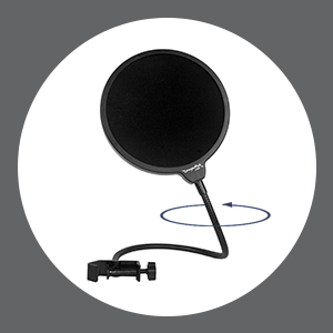 dual layered pop filter with gooseneck arm pop filter nylon flexible arm microphone universal mount