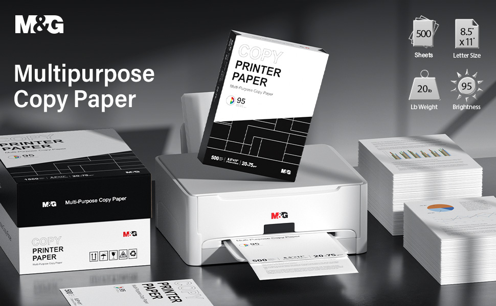 M&amp;amp;G multipurpose copy paper 8.5 x 11 inch, 500 sheets, suitable for printers and office use
