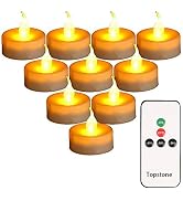 Topstone LED Tealight Candles with Battery Powered Flameless Amber Flickering Flame,Remote Contro...