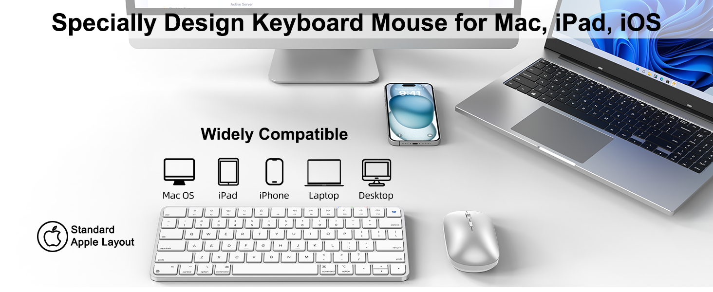 Specially Design Keyboard Mouse for Mac, iPad, iOS