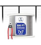 CKE 500FT 1/8" Stainless Steel Cable Wire Rope, T316 Stainless Steel Cable Railing Kits for Cable...
